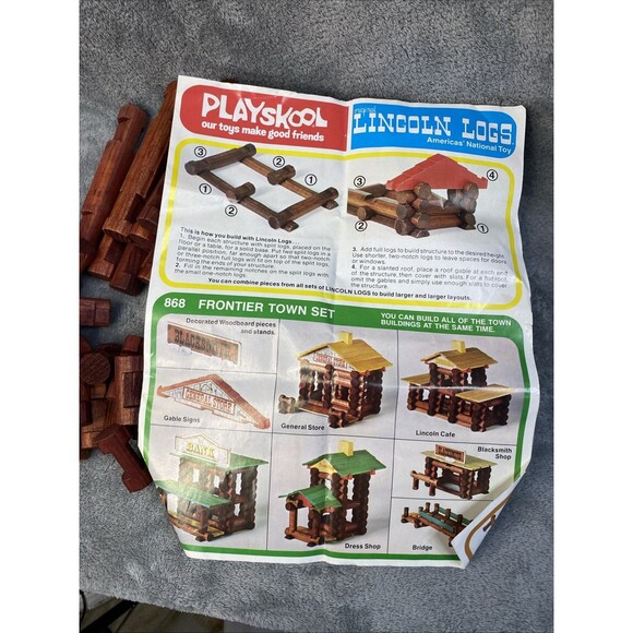 Lincoln Logs‎ Vintage 74 Piece Original Container With Extra Pieces - Picture 4 of 11